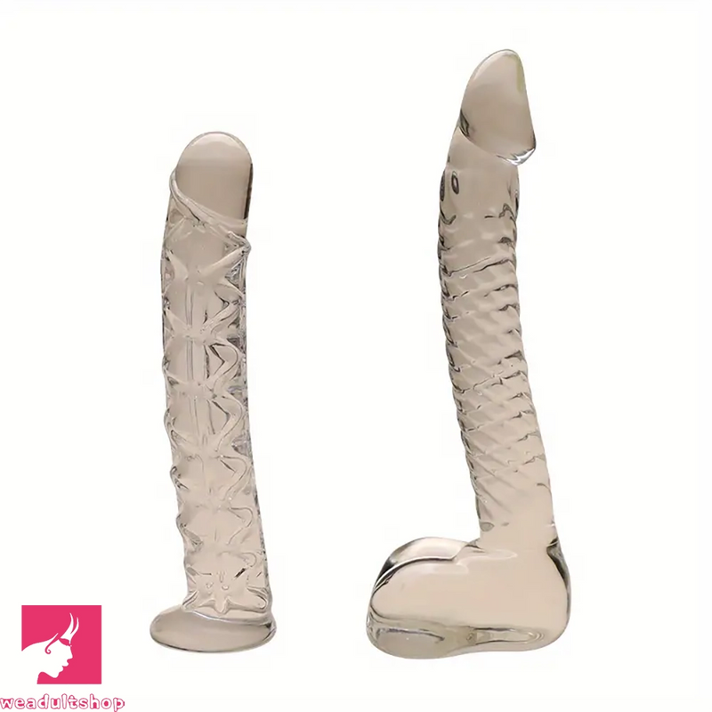 6.69in 7.68in Glass Clear Prostate Lifelike Dildo For Men Masturbation