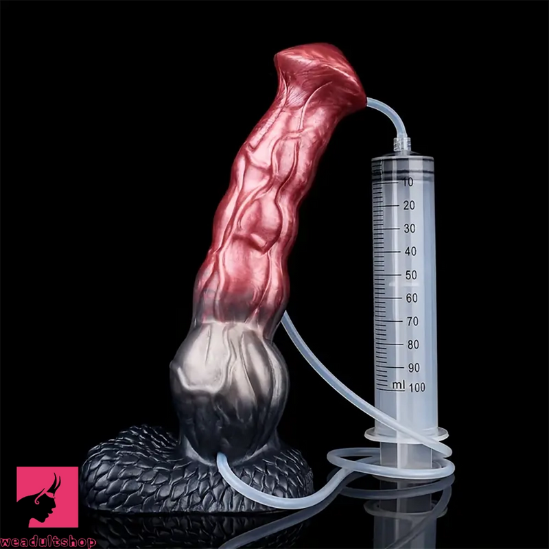 9.37in Realistic Horse Squirting Silicone Animal Knot Big Soft Dildo