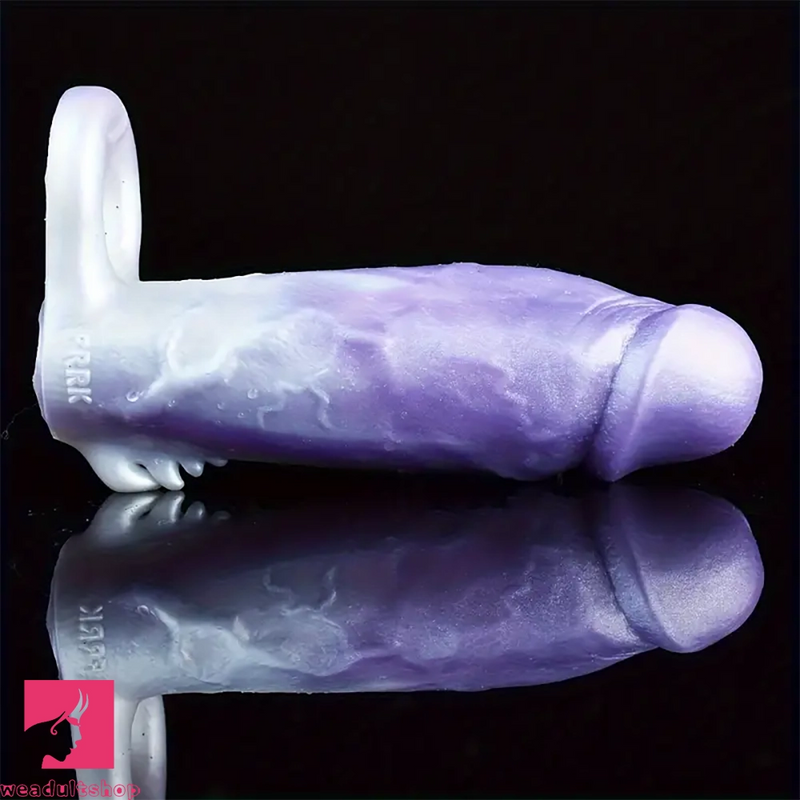 6.4in Colorful Soft Silicone Sleeve Hollow Skin Lifelike Dildo Sheath