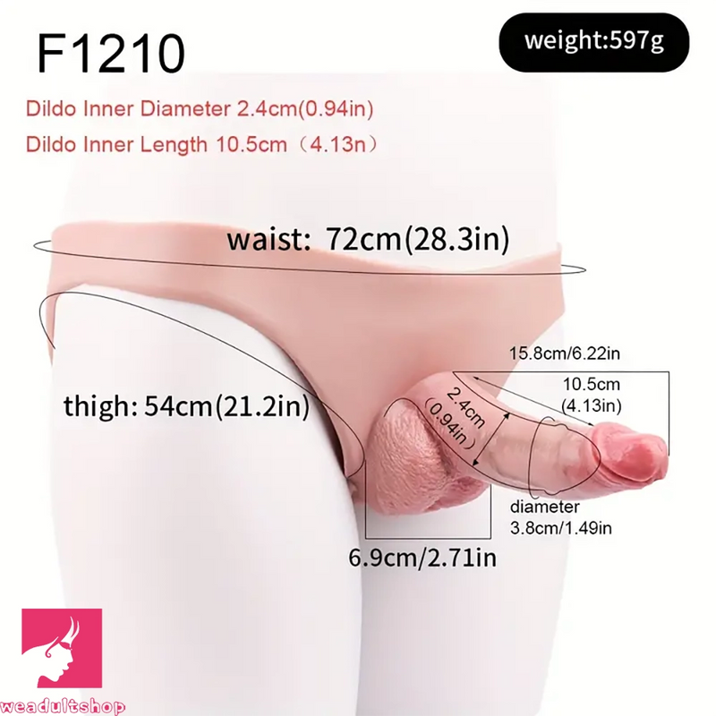 6.22in Silicone Soft Real Elastic Harness Strap-On Dildo Panties Dildo