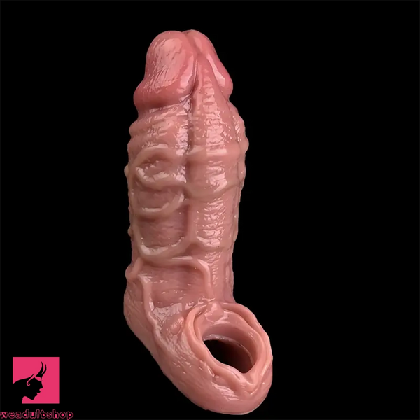 5.51in Realistic Skin Feel Silicone Flexible Hollow Dildo Penis Sleeve