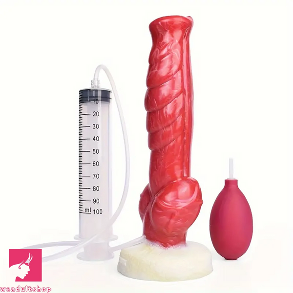 9.45in Silicone Soft Big Dog Knot Dildo With Water Spray For Orgasm