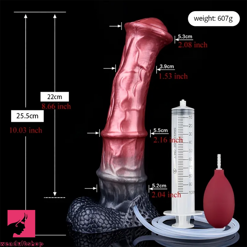 10.03in Realistic Horse Squirting Silicone Animal Penis Fantasy Dildo