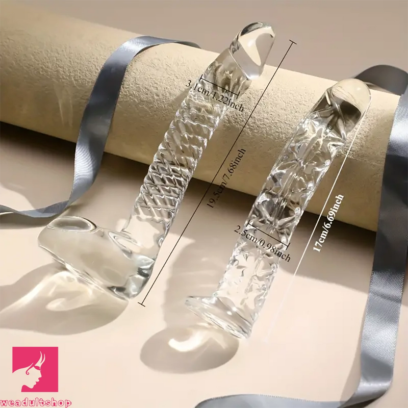 6.69in 7.68in Glass Clear Prostate Lifelike Dildo For Men Masturbation