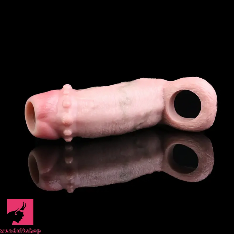 4.88in Realistic Sheath Penis Sleeve Soft Silicone Penis Spiked Dildo