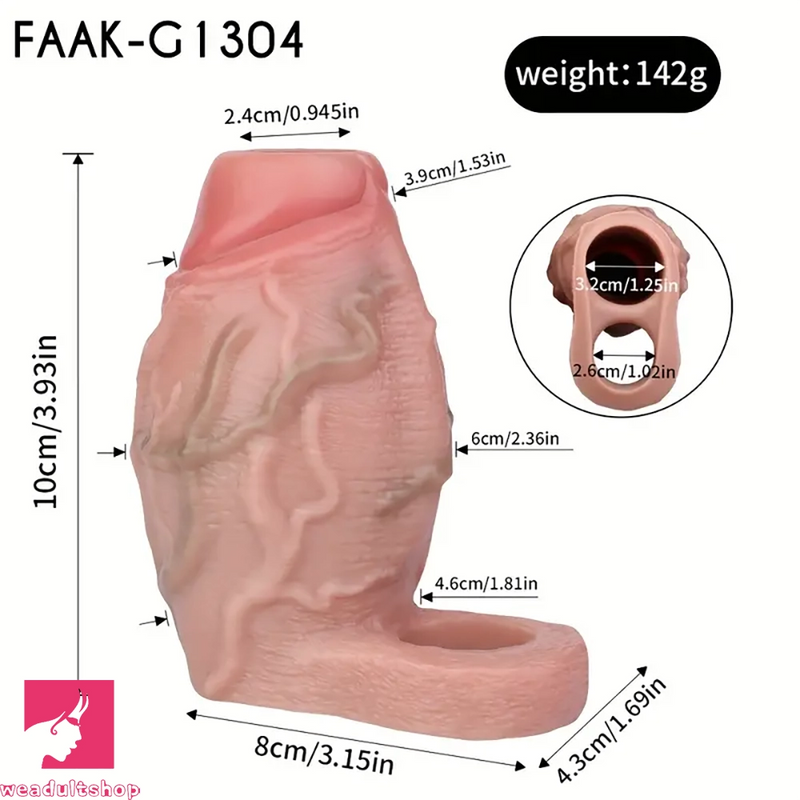 3.81in 3.93in 4.76in Small Flexible Realistic Silicone Cock Sleeve Dildo