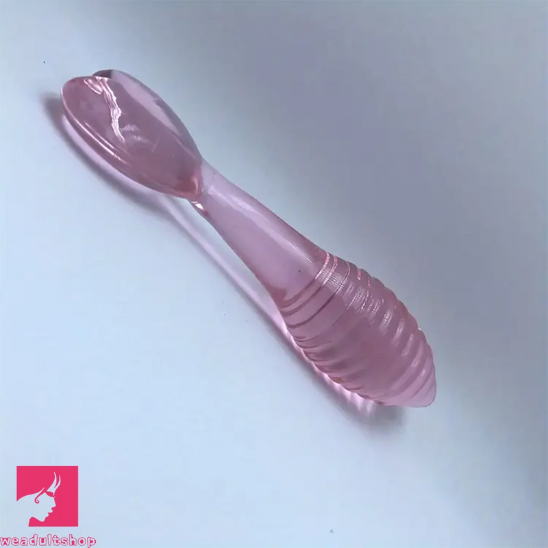 5.11in Glass Spiral Sharp Head Dildo With Heart Base Love Adult Toy