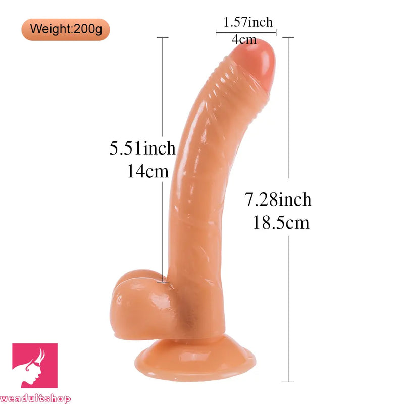 7.28in Real PVC Skin Anal Vaginal Stimulation Dildo Sex Love Toy