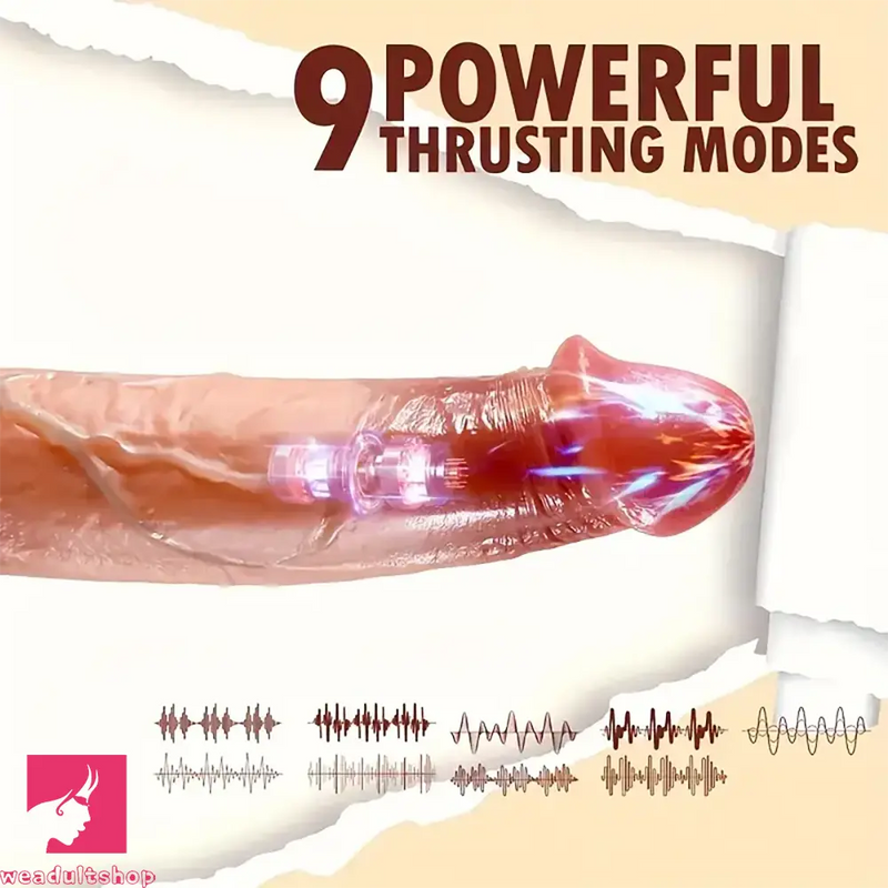 8.66in 4in1 Vibrating Heating Thrusting Rotation Lifelike Big Dildo