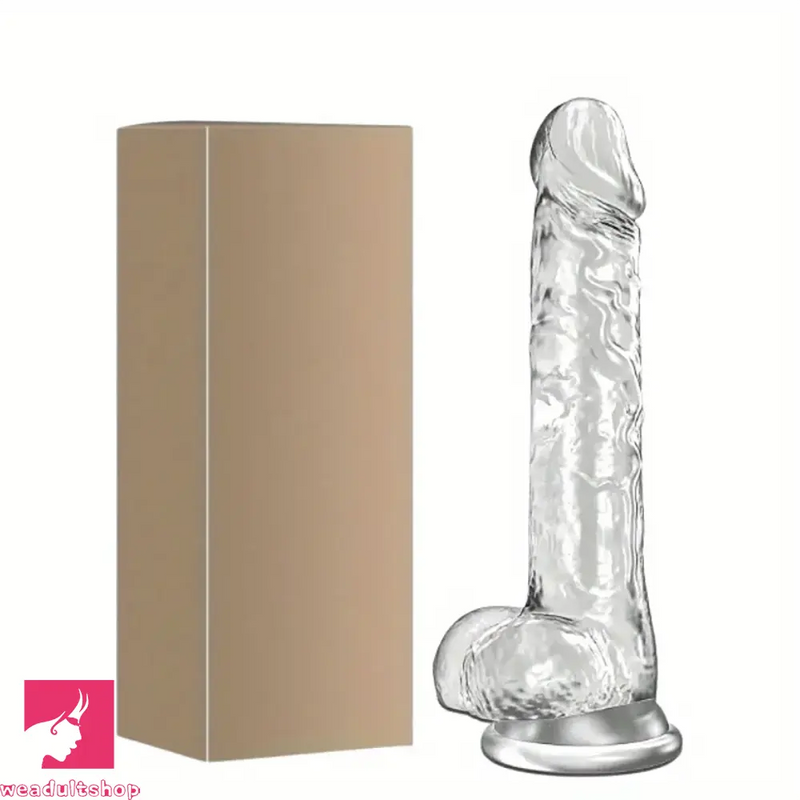 7.5in Clear Realistic Suction Cup Anal Dildo For G-spot Prostate Sex