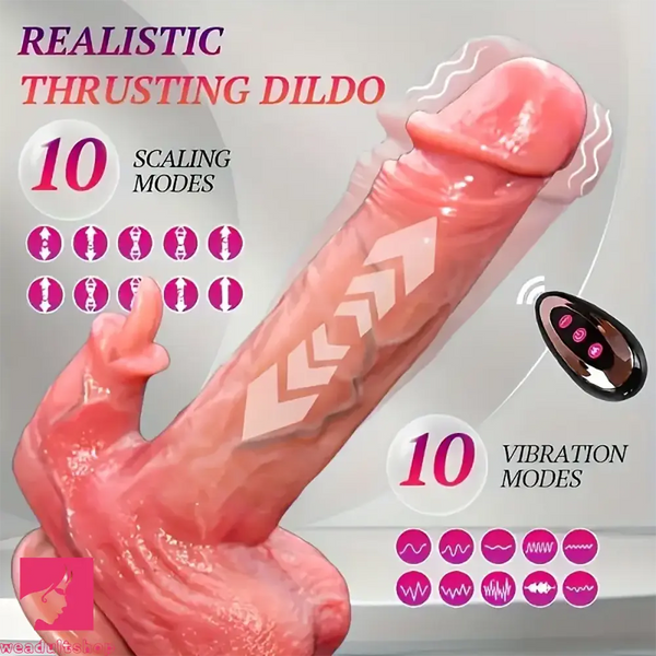 9in Lifelike Thrusting Heating Silicone Dildo With Tongue Licking