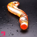 7.1in Handcrafted Glass Curved Anal Dildo For Couples Sex Women