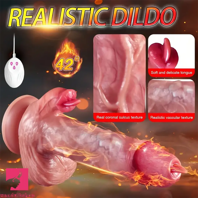 7.87in 4in1 Real Thrusting Intense Vibrating Heating Licking Dildo