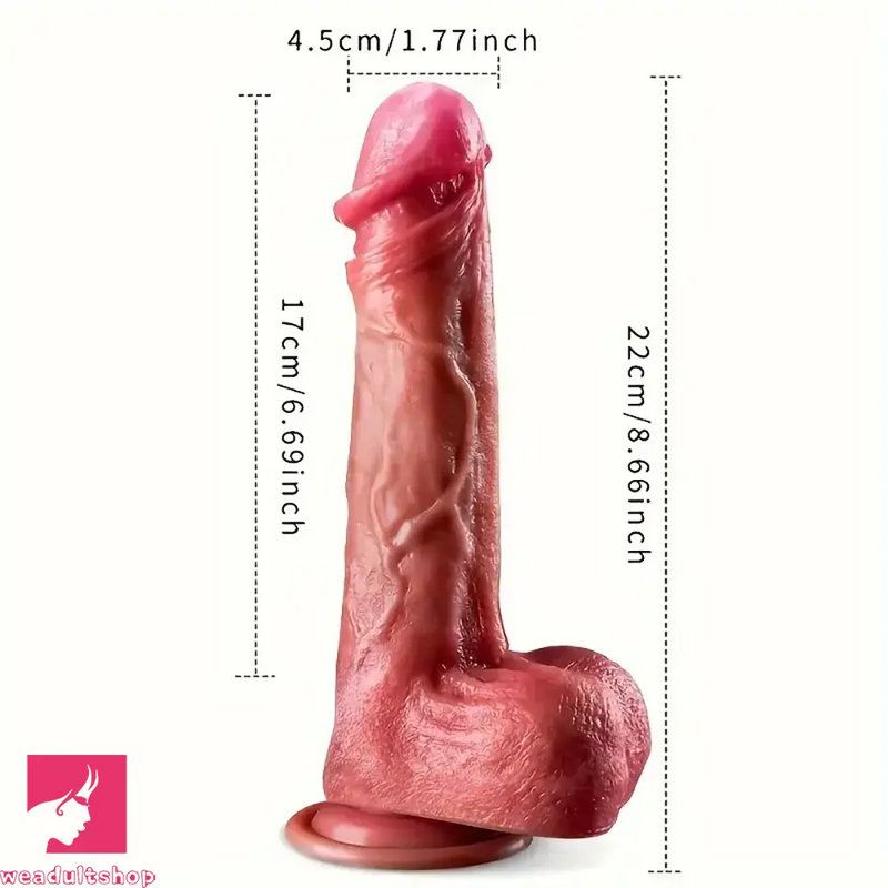 8.66in Thrusting Warming Silicone Soft Automatic Vibrating Dildo