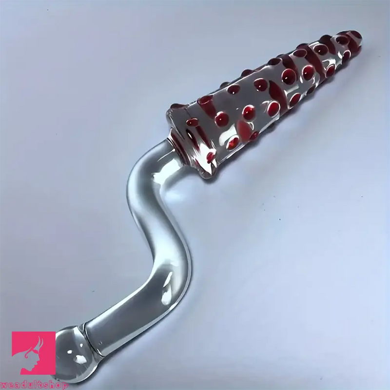 8.07in Glass Clear Spiked Big Double Sided Dildo For Clitoral Penis Sex