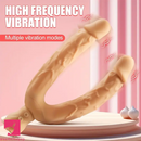 7.63in Double Heads Vibrating Silicone Soft Auto Dildo With Rose Sucker