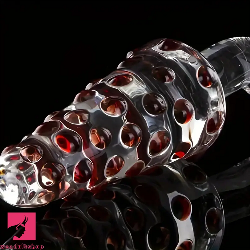 8.07in Glass Clear Spiked Big Double Sided Dildo For Clitoral Penis Sex