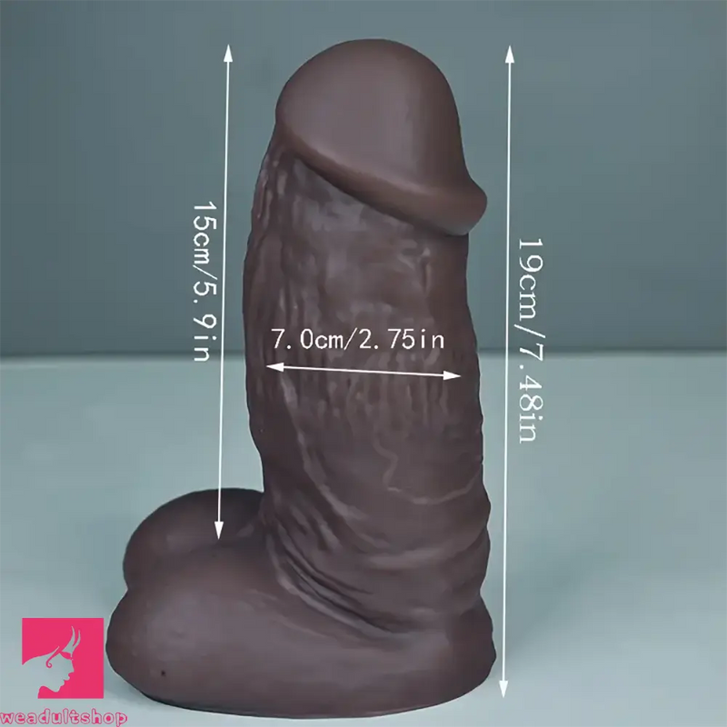 6.29in 6.69in 7.48in Realistic Soft Silicone Fat Ebony Dildo For Sex Love