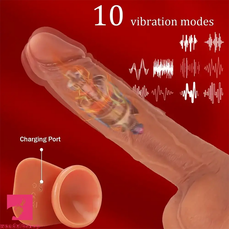 9in Flexible Vibrating Thrusting Heating Big Lifelike Skin Real Auto Dildo