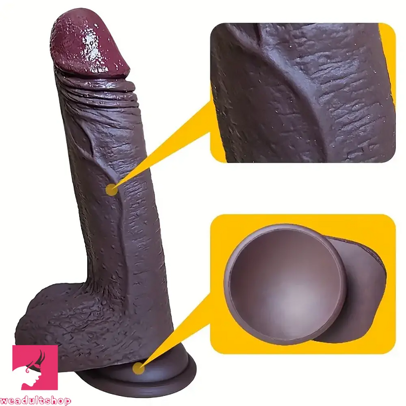 7.48in Ebony Real Dildo Silicone Soft Adult Fake Penis Anal Sex Toy