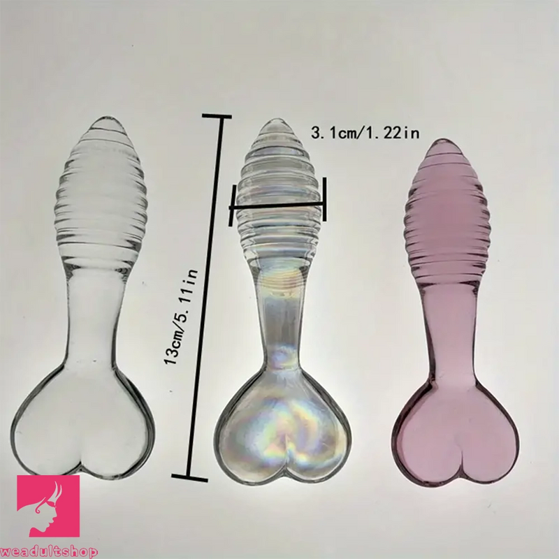 5.11in Glass Spiral Sharp Head Dildo With Heart Base Love Adult Toy