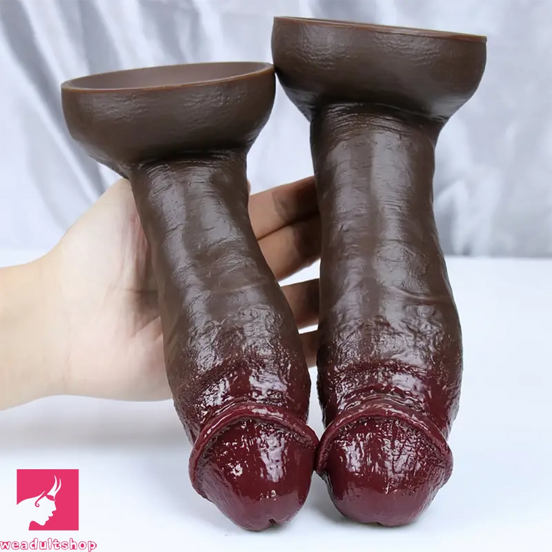 8.26in 8.46in 9.05in Realistic Skin-Feel Big Ebony Flexible Silicone Dildo