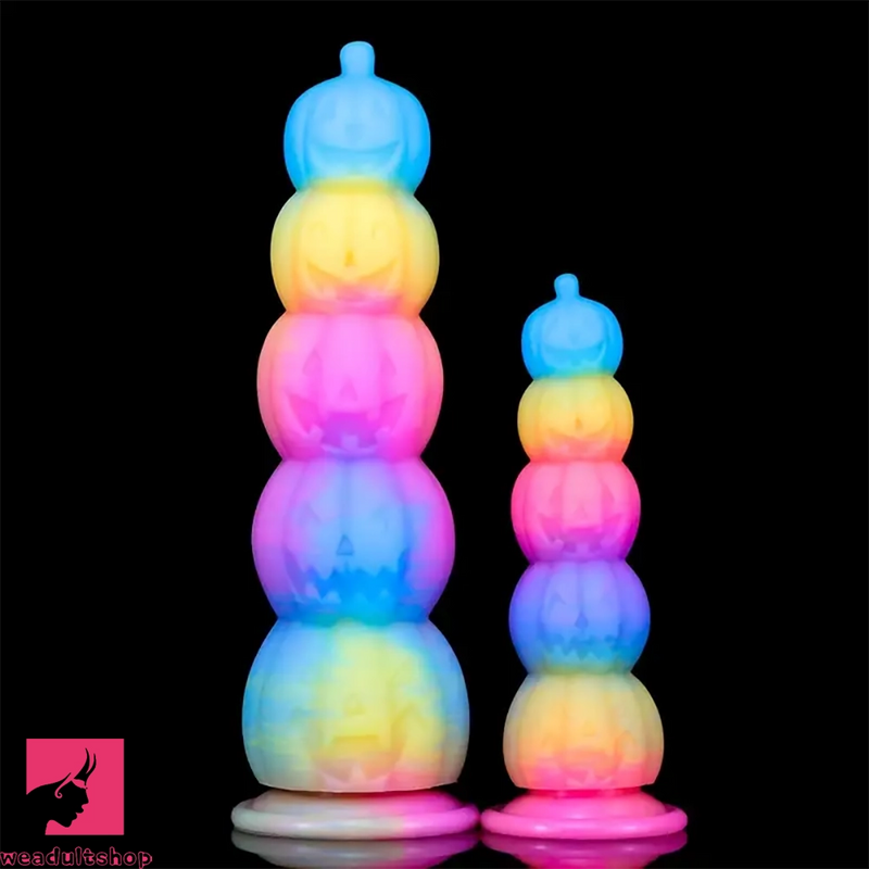 7.87in 11.02in Silicone Halloween Pumpkin Anal Plug Luminous Dildo