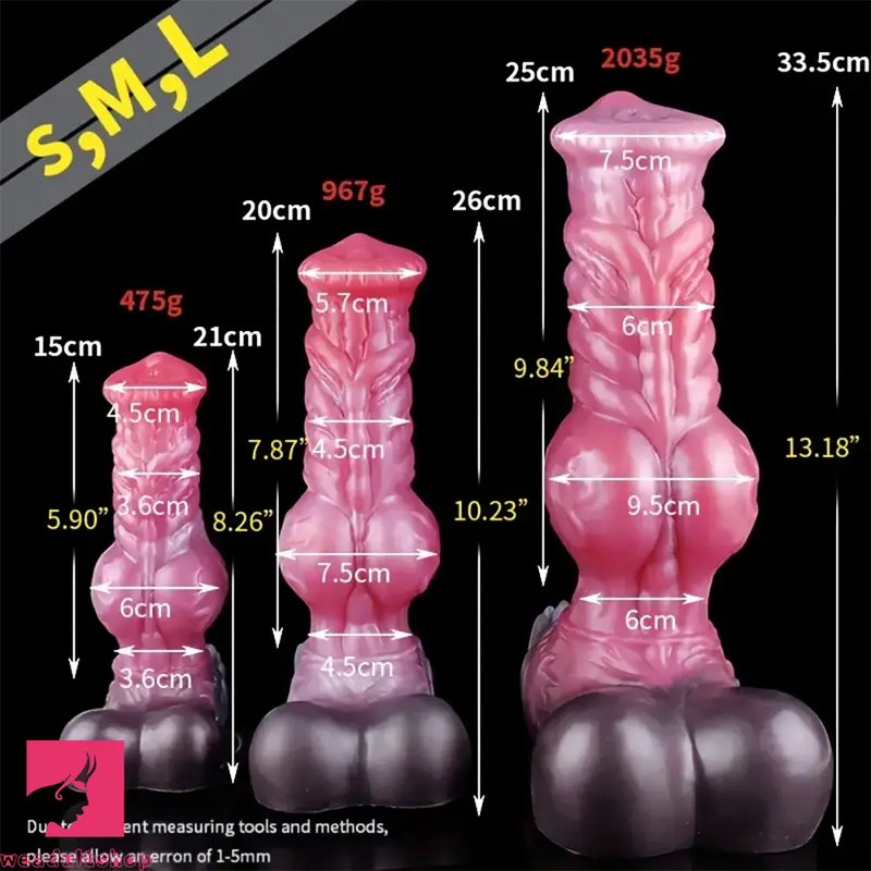 8.26in 10.23in 13.18in Horse Cock Knot Silicone Soft Animal Clit Dildo