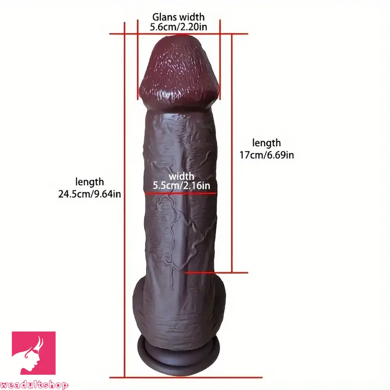 9.64in Ebony Real Large Dildo Silicone Soft Women Fake Penis Anal Sex