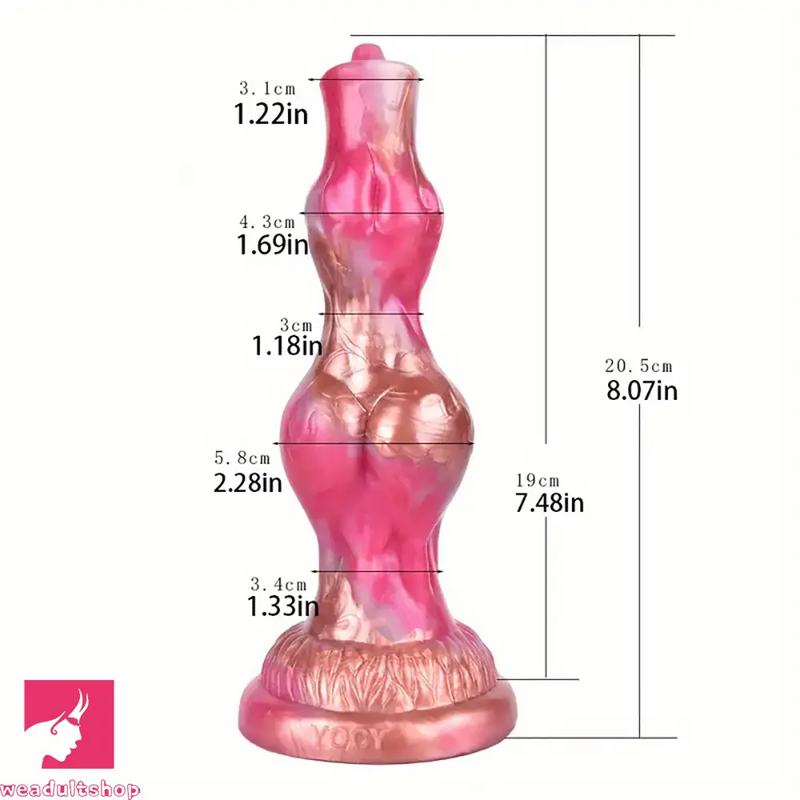 8.07in Fantasy Silicone Soft Dog Knot Big Prostate Anal Odd Rose Dildo