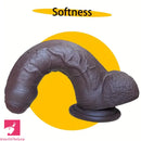 7.87in Ebony Real Uncut Silicone Soft G Spot Dildo For Hands-Free