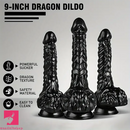 9in Dragon Big Black Fantasy Penis Scales Spiked Silicone Soft Dildo