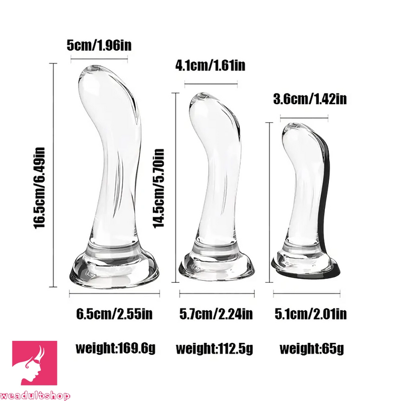 4.92in 5.7in 6.49in Soft Clear Curved Small Anal Plug Prostate Dildo