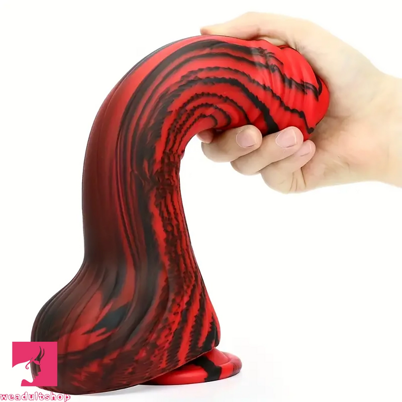 9.96in Big Horse Silicone Realistic Red Black Dildo For Anal Cock Toy