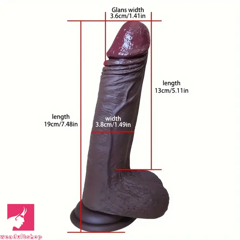 7.48in Ebony Real Dildo Silicone Soft Adult Fake Penis Anal Sex Toy