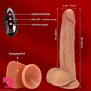 9in Flexible Vibrating Thrusting Heating Big Lifelike Skin Real Auto Dildo