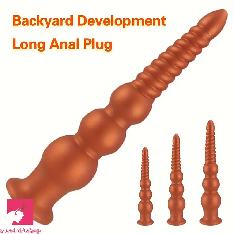 9.45in 11.4in 13.2in Big Silicone Soft Anal Plug Dildo With Butt Beads