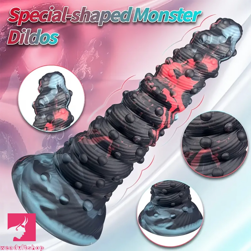 8.07in Spiked Big Monster Spiral Silicone Soft Dildo For Adult Toy