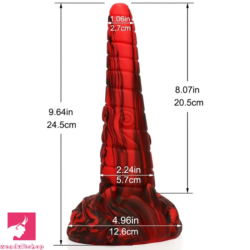 9.64in Large Silicone Unisex Red Tapered Soft Odd Anal Plug Dildo