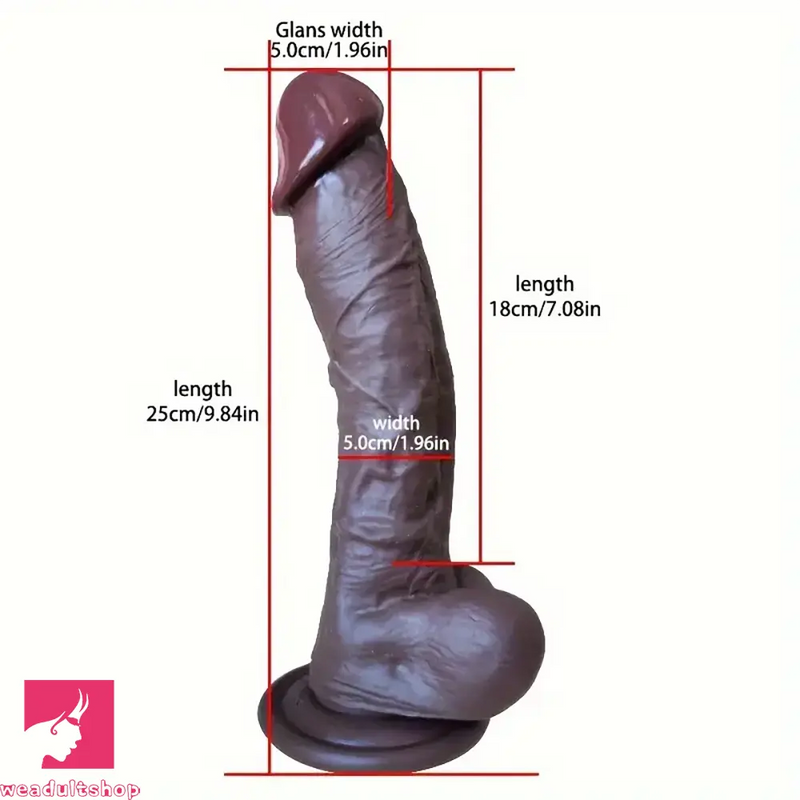 9.84in Soft Silicone Lifelike Big Ebony Dildo For Prostate Training