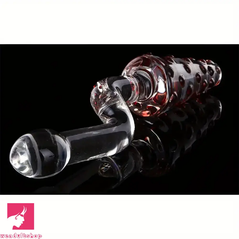 8.07in Glass Clear Spiked Big Double Sided Dildo For Clitoral Penis Sex