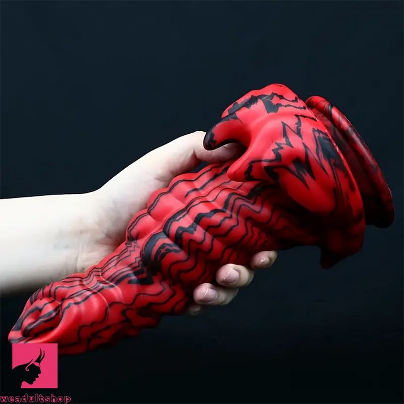 9.05in Silicone Soft Red Black Big Monster Dildo For Prostate Orgasm