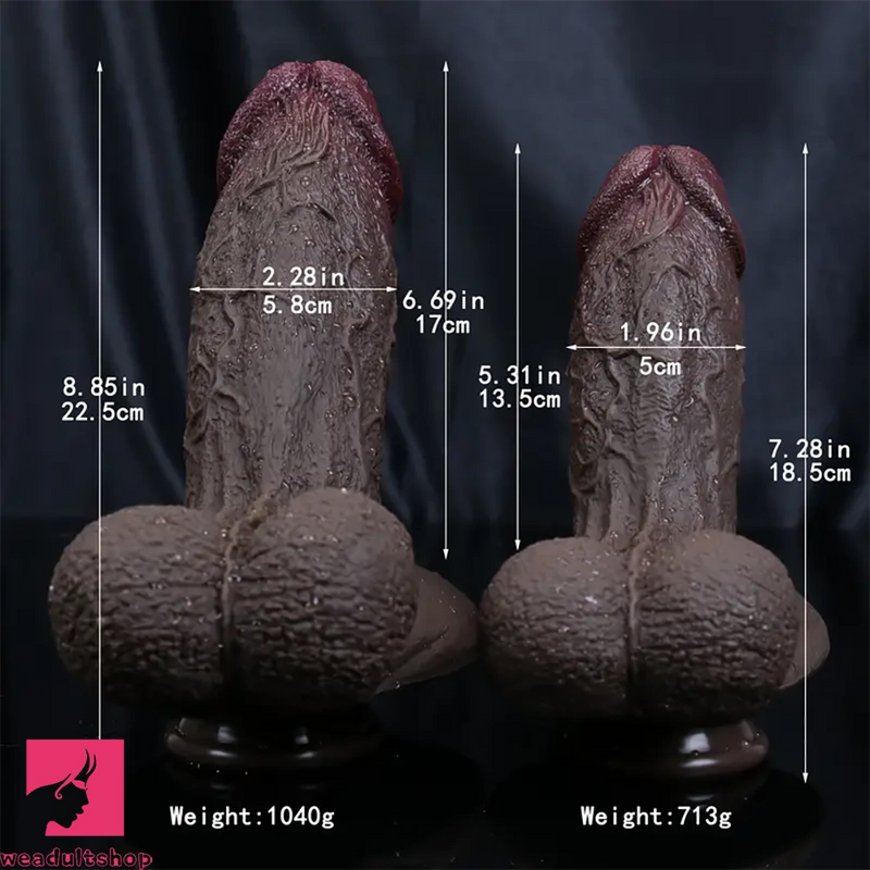 7.28in 8.85in Ebony Dildo Silicone Soft Dildo Female Adult Love Toy