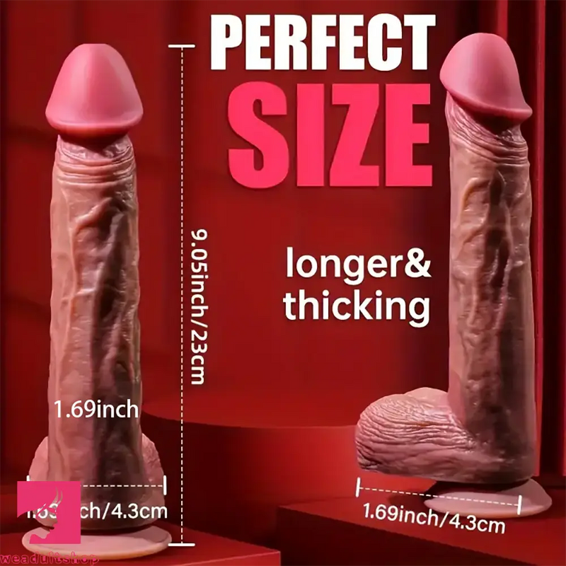 9.05in Soft Vibrating Thrusting Heating Big Lifelike Feeling Dildo