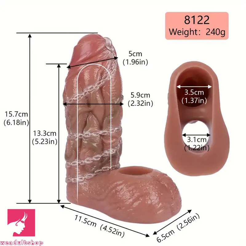 6.18in Uncut Silicone Soft Real Dildo Wearable Anatomy Cock Sleeve