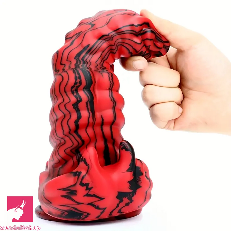 9.05in Silicone Soft Red Black Big Monster Dildo For Prostate Orgasm