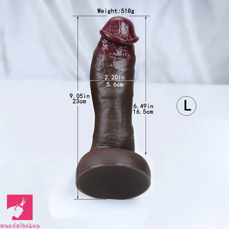 8.26in 8.46in 9.05in Realistic Skin-Feel Big Ebony Flexible Silicone Dildo