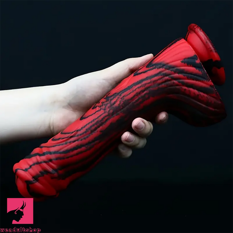 9.96in Big Horse Silicone Realistic Red Black Dildo For Anal Cock Toy