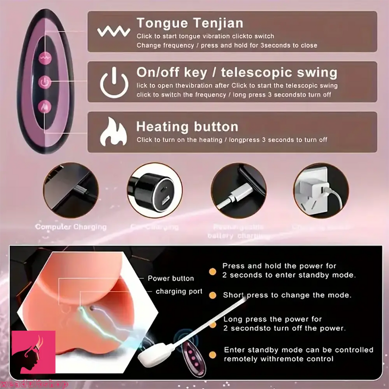 8.66in Thrusting Warming Silicone Soft Automatic Vibrating Dildo