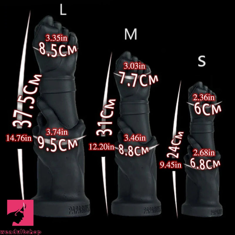 9.45in 12.2in 14.76in Huge Black Fist Hands Wide Anal Dildo Sex Toy